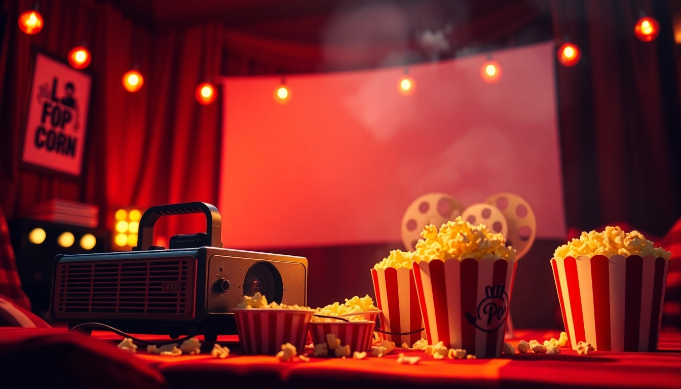 Discover the best Top movie reviews while enjoying a vibrant movie night ambiance with popcorn and projector light.