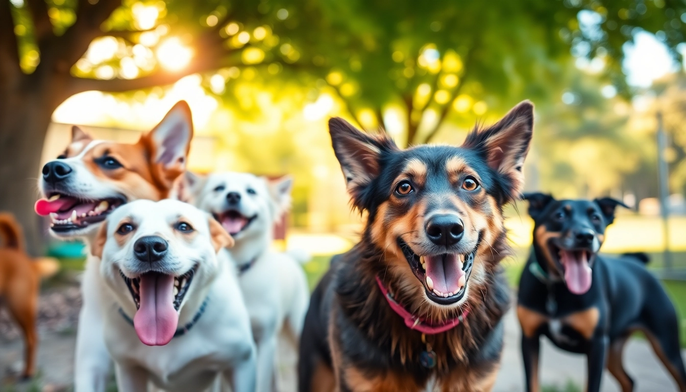 Kate's K9 Pet Care showcases happy dogs enjoying their time in a sunlit pet care facility.